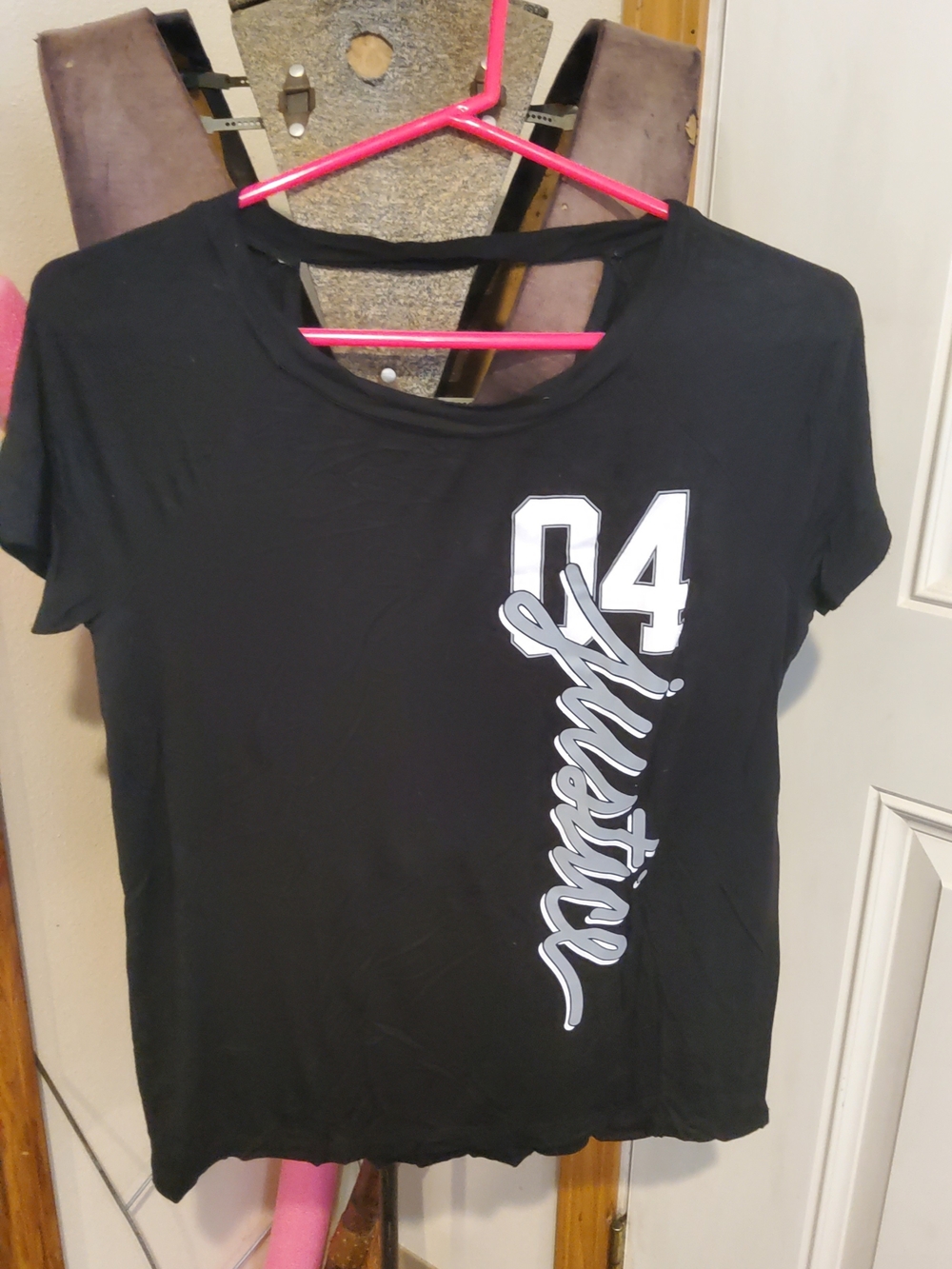 Black Graphic Tee with '04' Detail